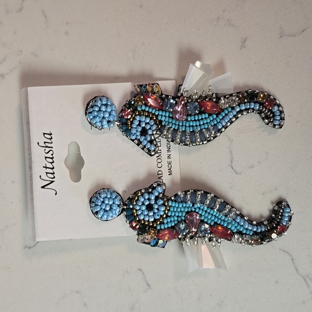 NWT Natasha seahorse post earrings